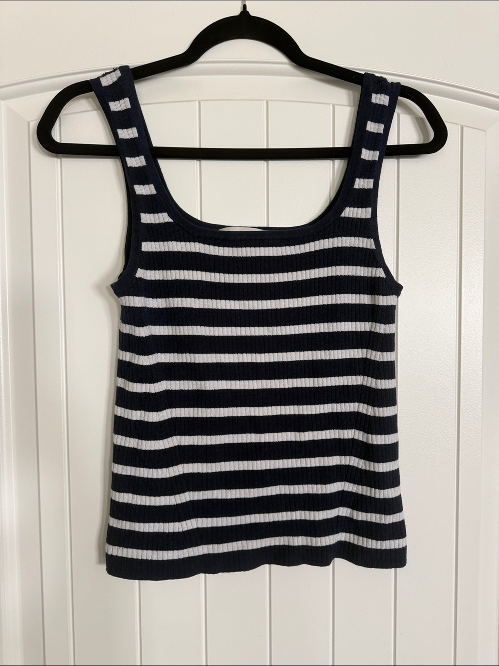 Loft Striped Navy and White Ribbed Tank Top